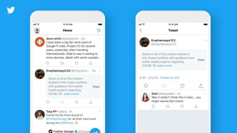 Twitter 新型コロナ関連の誤情報に 警告ラベル Impress Watch