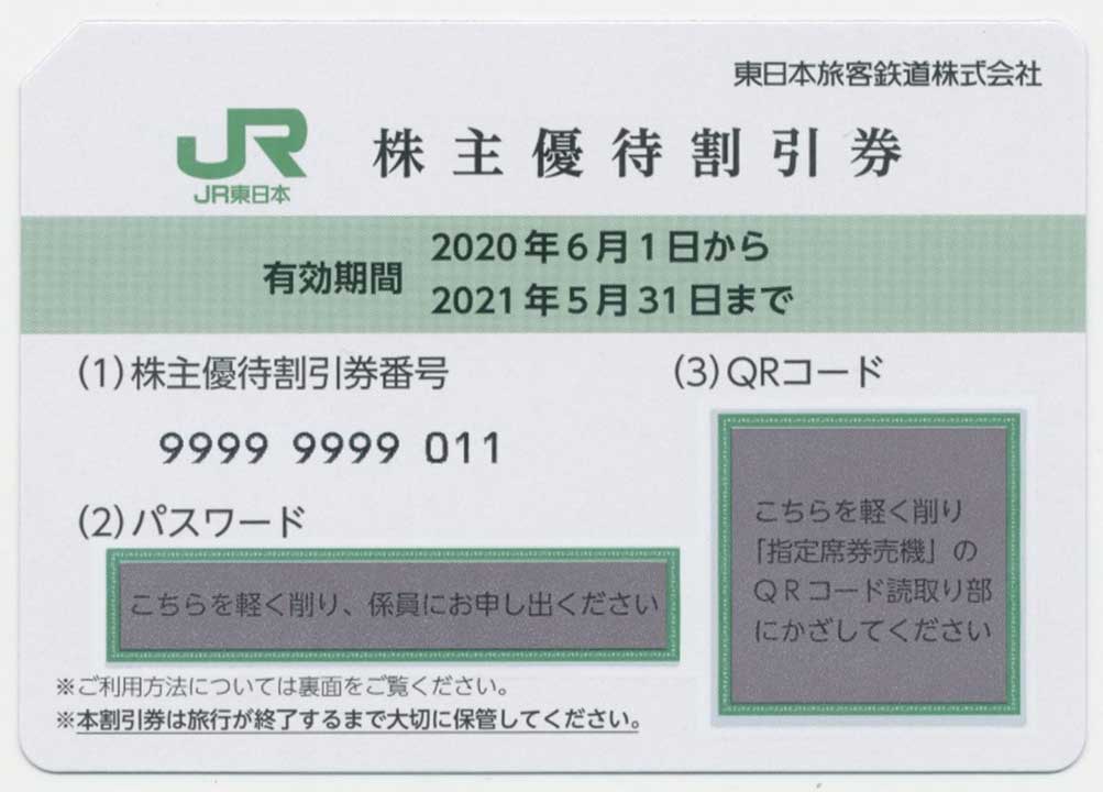 JR東日本株主優待割引券(４割引)
