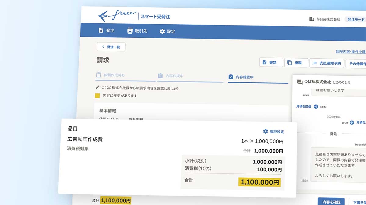無料で使える Freee スマート受発注 開始 企業 個人間の発注業務を効率化 Impress Watch