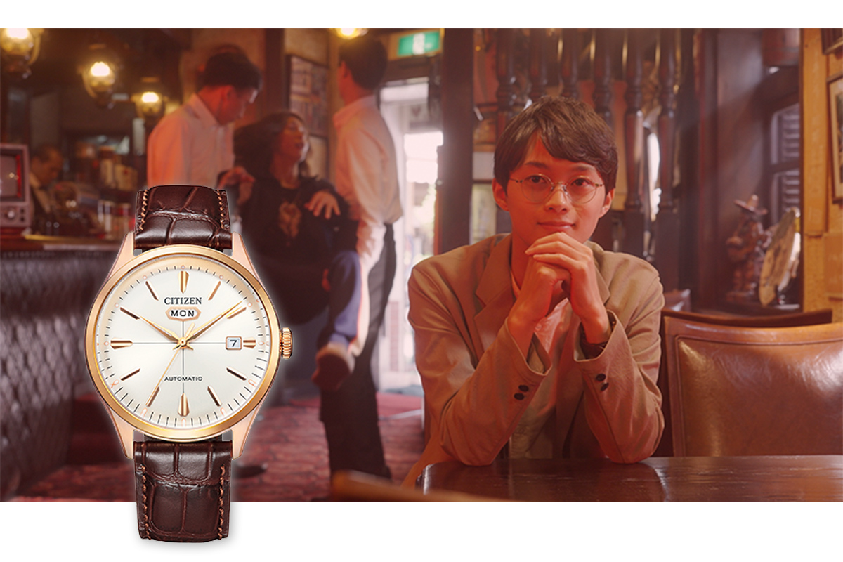 CITIZEN シチズン CITIZEN アドレックス・スペシャル（ADOREX）自動巻き腕時計　スクエア・変わり文字盤　台座付き革ベルト　1970年代　メンズ用