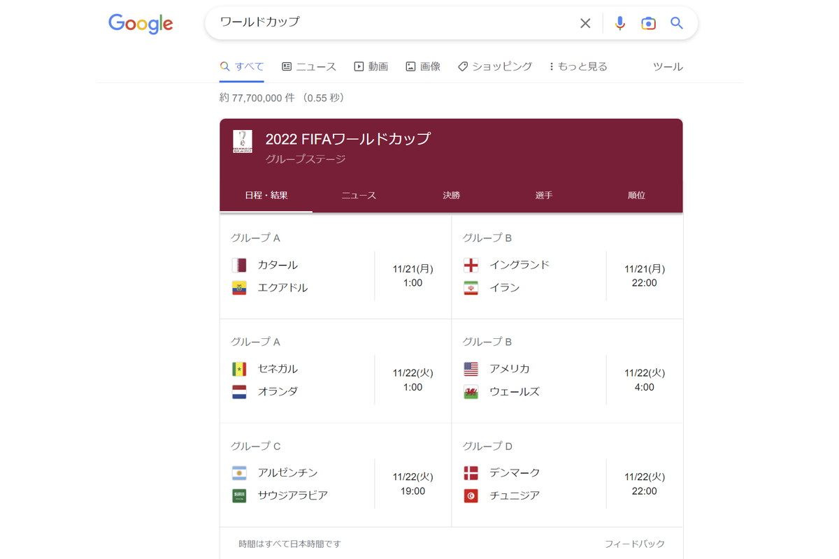 Google 検索でワールドカップ 日程の通知や戦績 Impress Watch