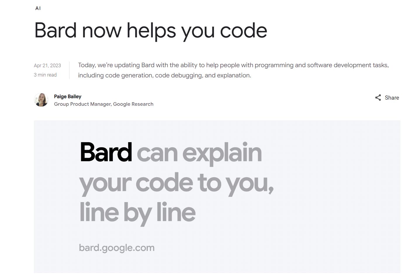 Bard now helps you code
