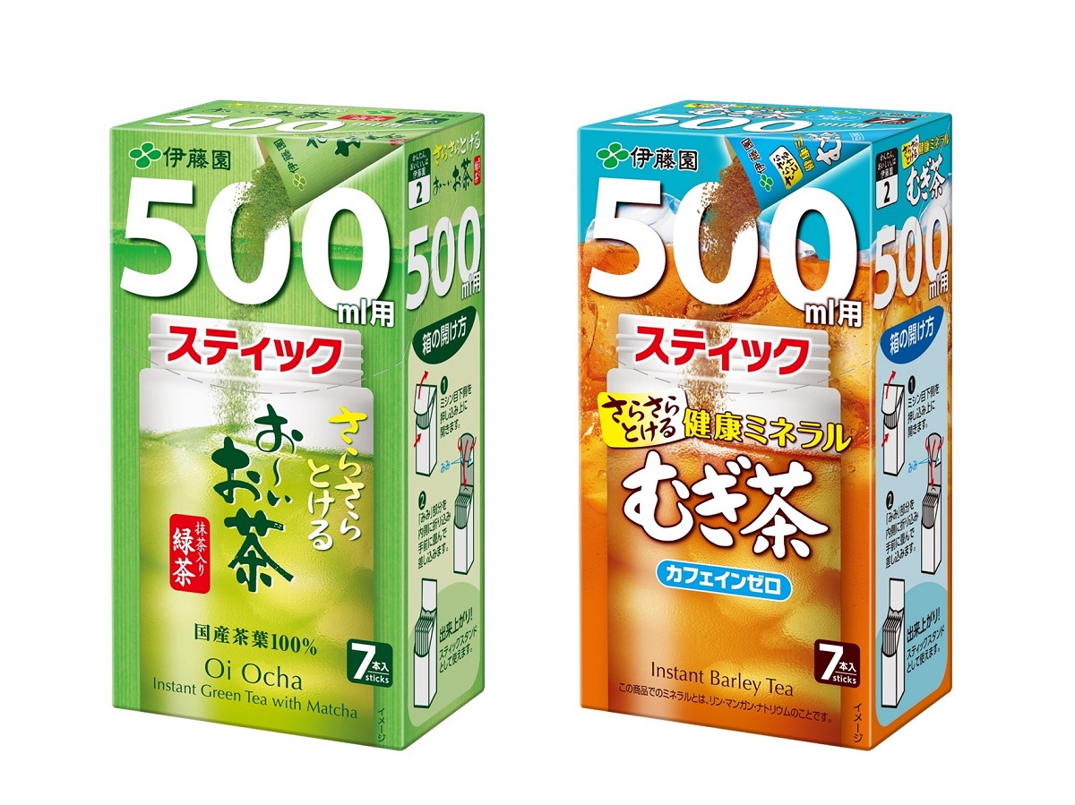 伊藤園、粉末のお～いお茶とミネラルむぎ茶。500mlスティック