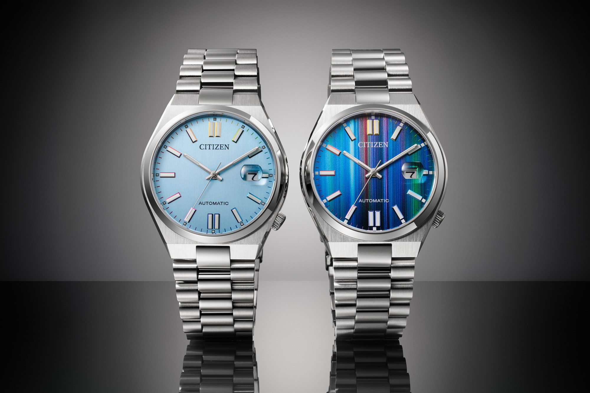 シチズン、爽やかなターコイズブルーやマルチカラーの機械式腕時計 ...