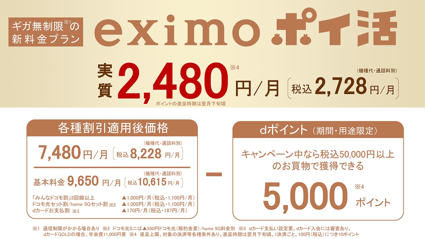 ドコモ、”dカードのメインカード化”を狙う新料金プラン「eximo ポイ活」 - Impress Watch