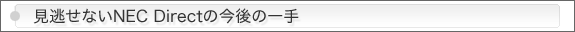 見逃せないNEC Directの今後の一手